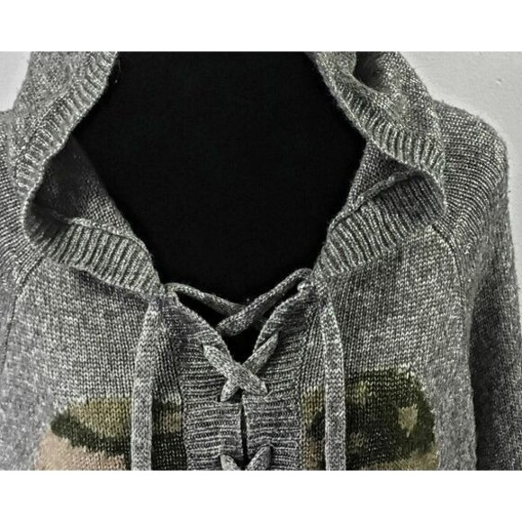Torrid Grey Argyle Hoodie Size 1X Camo Lace Up Pullover Lightweight Athleisure - Picture 2 of 16
